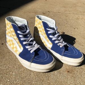 SOLD Yellow Checkerboard / True Blue BMX Sk8-Hi Vans